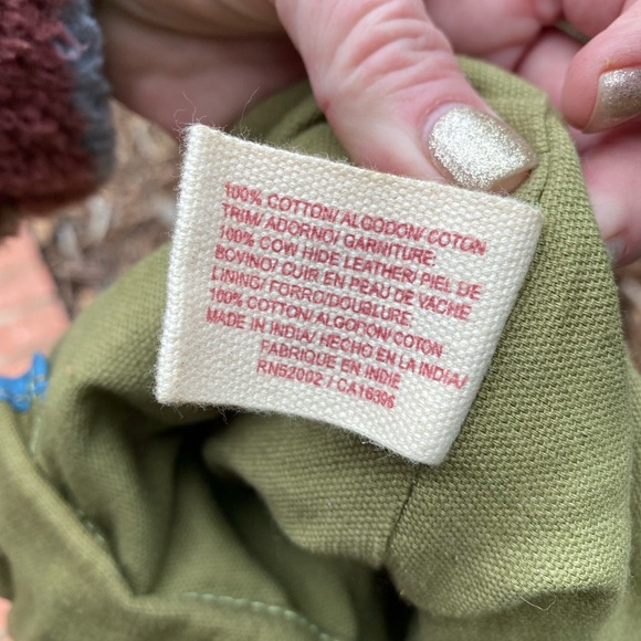 Cotton & leather LUCKY BRAND bag! Cute floral stitching! Unique colors- FUN/ EUC - Picture 8 of 16